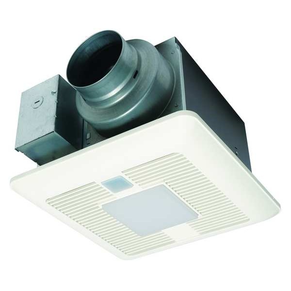 Panasonic Ceiling Bathroom Fan, 50/80/110 cfm cfm, 4 in or 6 in Duct Dia., 120V AC, With Light - FV-0511VQCL1