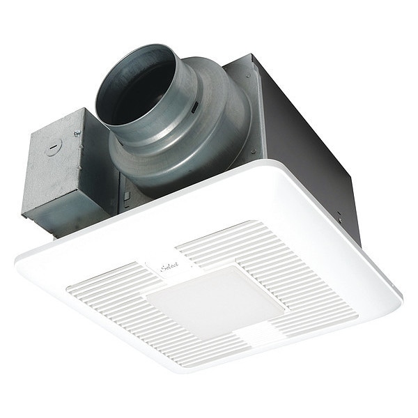 Panasonic Bathroom Fan, 50/80/110 cfm cfm, 4 in or 6 in Duct Dia., 120V AC, With Light - FV-0511VKL2