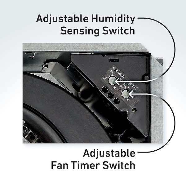 Broan Flex Series 80 CFM 0.7 Sones Humidity Sensing Ventilation Fan Light Energy Star - AE80SL