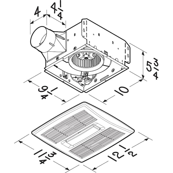 Broan Single-Speed Vent Fan with LED Light, 80 cfm, 4" Duct Dia., 120v, Energy Star Certified - AE80BL
