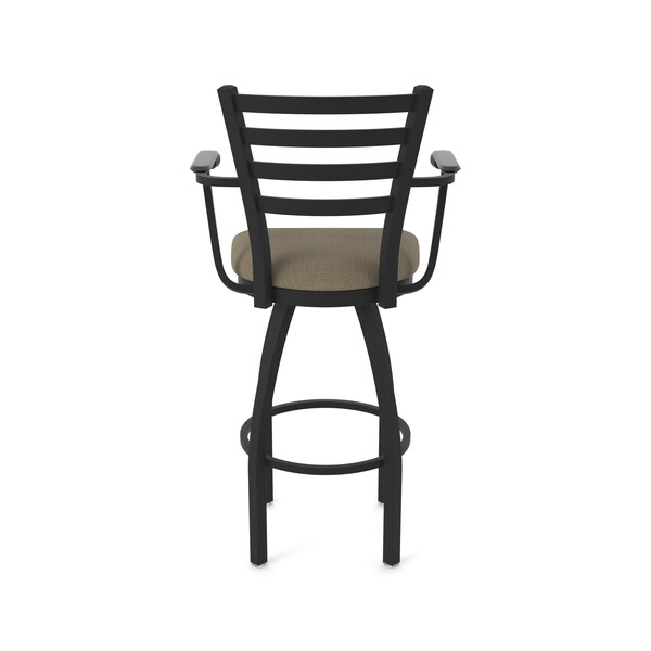 Holland Bar Stool Co Jackie with Arms 25 in. Swivel Counter Stool with Black Wrinkle Finish and Graph Cork Seat - 415
