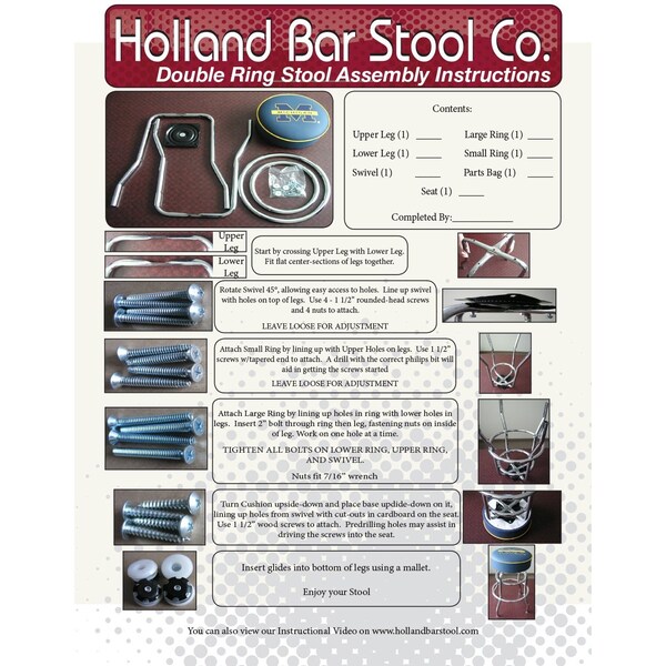 Holland Bar Stool Co Utah Hockey Club 25in Double-Ring Swivel Counter Stool with Chrome Finish - L7C1
