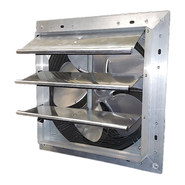 Dayton Shutter Mount Exhaust Fan, 10 in Blade, Variable Speed, 625 CFM, 6.19 Sones, Aluminum - 484X37