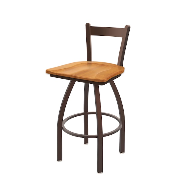 Holland Bar Stool Co 25" Low Back Swivel Counter Stool, Bronze Finish, Med Maple Seat - 82125BZMEDMPL