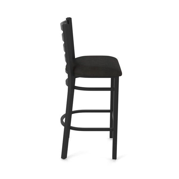Holland Bar Stool Co 25" Stationary Counter Stool, Black Wrinkle, Canter Espresso Seat - 40025BW003