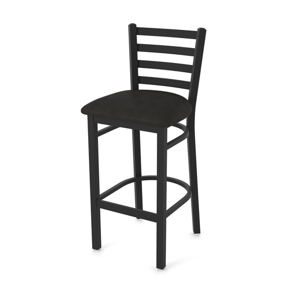 Holland Bar Stool Co 25" Stationary Counter Stool, Black Wrinkle, Canter Espresso Seat - 40025BW003