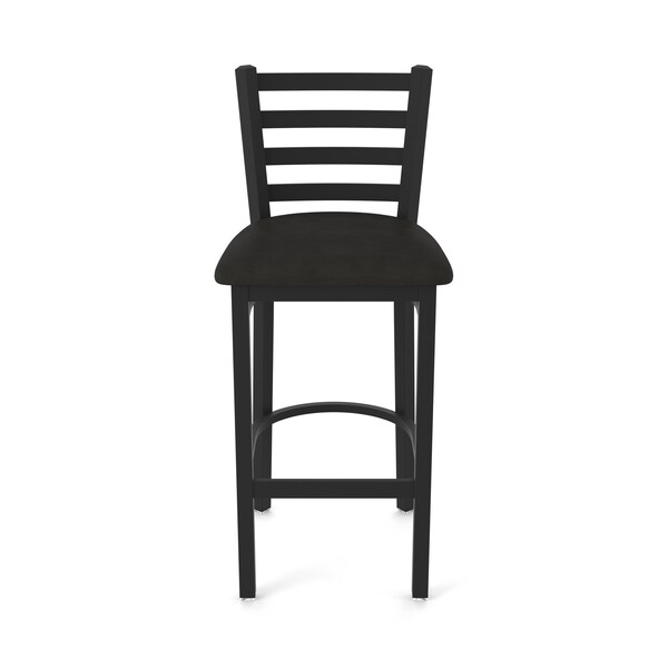 Holland Bar Stool Co 25" Stationary Counter Stool, Black Wrinkle, Canter Espresso Seat - 40025BW003