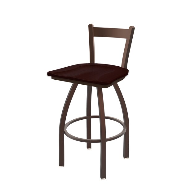 Holland Bar Stool Co 25" Low Back Swivel Counter Stool, Bronze Finish, Dark Cherry Oak Seat - 82125BZDCOAK