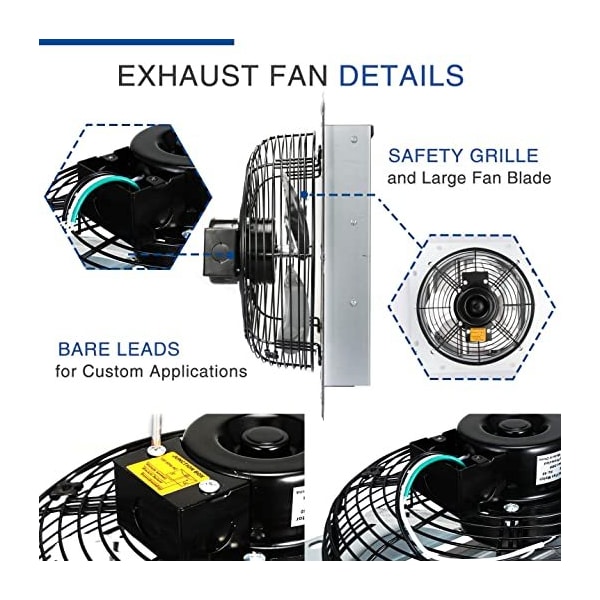 Ipower 10 Inch Shutter Exhaust Fan with Thermostat - HIFANXEXHAUST10THEMOT