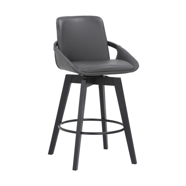 Seatsolutions Baylor Swivel Faux Leather Wood Bar or Counter Height Stool - SE2756909