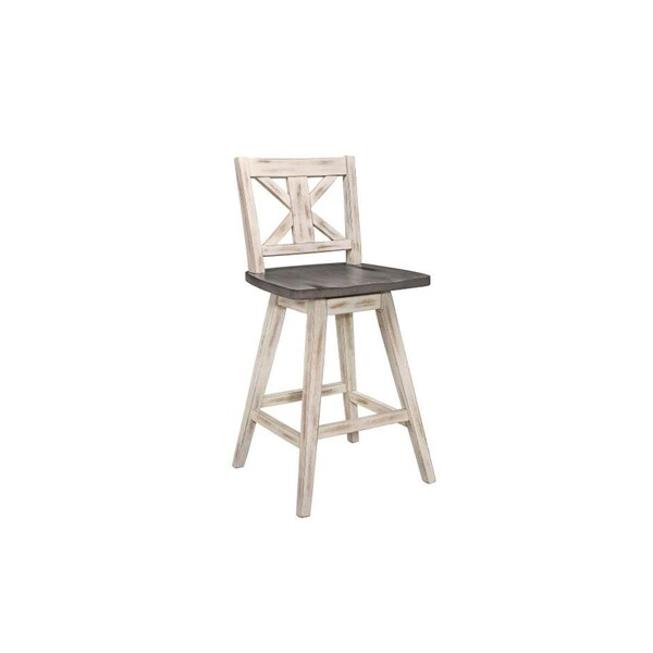 Made4Mattress 37.5 x 17.5 x 17.5 in. Amsonia Swivel Counter Height Chair - Antique White - MA1360962