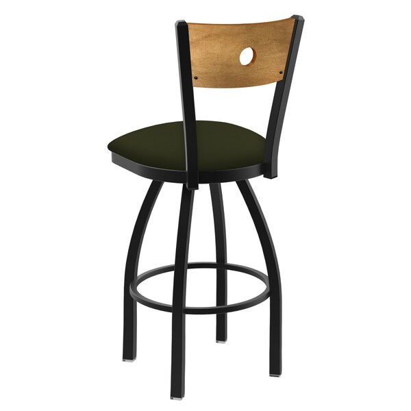 Holland Bar Stool Co 25" Swivel Counter Stool, Black Wrinkle, Med Back, Canter Pine Seat - 83025BWMEDMPLB010