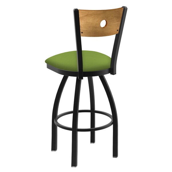 Holland Bar Stool Co 25" Swivel Counter Stool, Black Wrinkle, Med Back, Canter Kiwi Green Seat - 83025BWMEDMPLB009