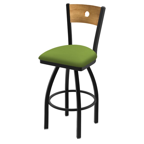 Holland Bar Stool Co 25" Swivel Counter Stool, Black Wrinkle, Med Back, Canter Kiwi Green Seat - 83025BWMEDMPLB009