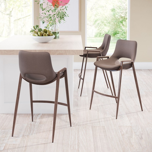Zuo Modern Desi Counter Stool Set Of 2 Brown & Walnut - 109732