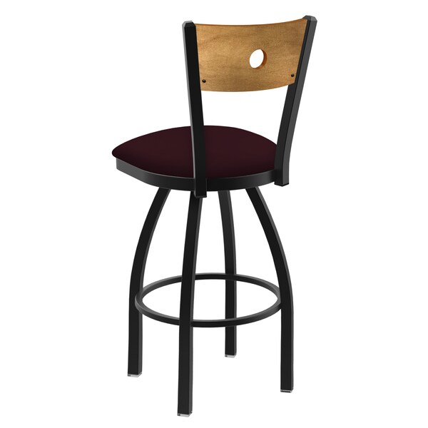 Holland Bar Stool Co 25" Swivel Counter Stool, Black Wrinkle, Med Back, Canter Bordeaux Seat - 83025BWMEDMPLB005
