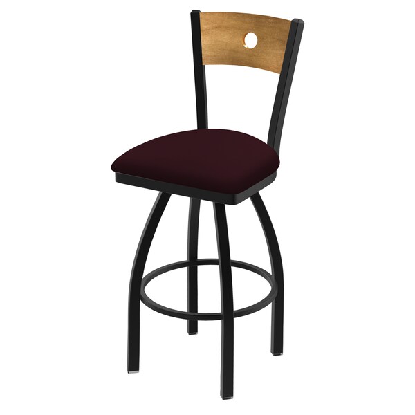 Holland Bar Stool Co 25" Swivel Counter Stool, Black Wrinkle, Med Back, Canter Bordeaux Seat - 83025BWMEDMPLB005