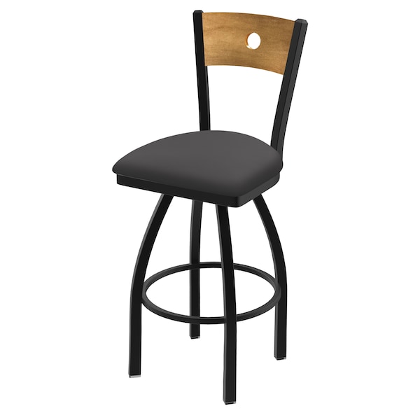 Holland Bar Stool Co 25" Swivel Counter Stool, Black Wrinkle, Med Back, Canter Storm Seat - 83025BWMEDMPLB004