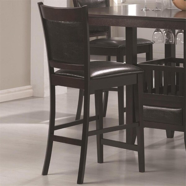 Benzara Counter Height Chair Vinyl Padded Seat & Back  Espresso  Brown - 39.75 x 17.25 x  26.46, 2PK - BM68984