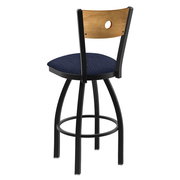 Holland Bar Stool Co 25" Swivel Counter Stool, Black Wrinkle, Med Back, Graph Anchor Seat - 83025BWMEDMPLB014