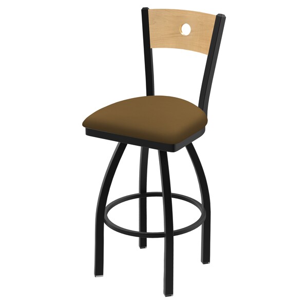 Holland Bar Stool Co 25" Swivel Counter Stool, Black Wrinkle, Nat Back, Canter Saddle Seat - 83025BWNATMPLB012