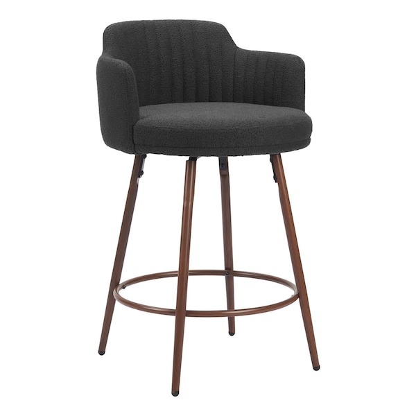Zuo Modern Kono Swivel Counter Stool Set Of 2 Black & Walnut - 110375