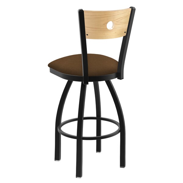 Holland Bar Stool Co 25" Swivel Counter Stool, Black Wrinkle, Nat Back, Rein Thatch Seat - 83025BWNATMPLB026