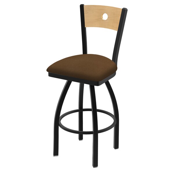 Holland Bar Stool Co 25" Swivel Counter Stool, Black Wrinkle, Nat Back, Rein Thatch Seat - 83025BWNATMPLB026
