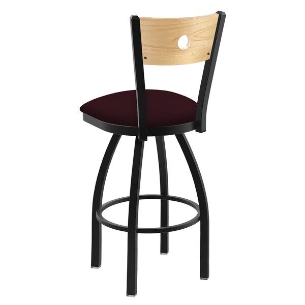 Holland Bar Stool Co 25" Swivel Counter Stool, Black Wrinkle, Nat Back, Canter Bordeaux Seat - 83025BWNATMPLB005