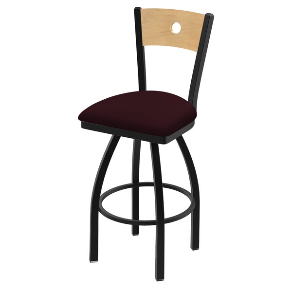 Holland Bar Stool Co 25" Swivel Counter Stool, Black Wrinkle, Nat Back, Canter Bordeaux Seat - 83025BWNATMPLB005