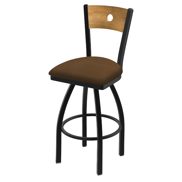 Holland Bar Stool Co 25" Swivel Counter Stool, Black Wrinkle, Med Back, Rein Thatch Seat - 83025BWMEDMPLB026