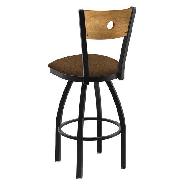Holland Bar Stool Co 25" Swivel Counter Stool, Black Wrinkle, Med Back, Rein Thatch Seat - 83025BWMEDMPLB026
