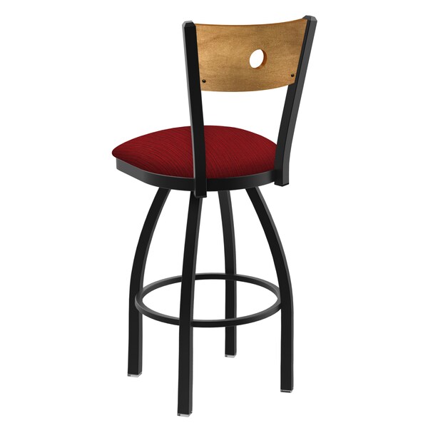 Holland Bar Stool Co 25" Swivel Counter Stool, Black Wrinkle, Med Back, Graph Ruby Seat - 83025BWMEDMPLB016