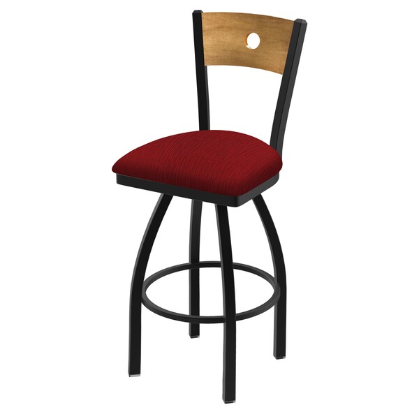 Holland Bar Stool Co 25" Swivel Counter Stool, Black Wrinkle, Med Back, Graph Ruby Seat - 83025BWMEDMPLB016