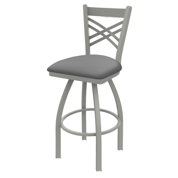 Holland Bar Stool Co 25" Swivel Counter Stool, Nickel Finish, Canter Grey Seat - 82025AN007