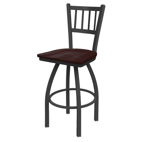 Holland Bar Stool Co 25" Swivel Counter Stool, Pewter Finish, Dark Cherry Maple Seat - 81025PWDCMPL