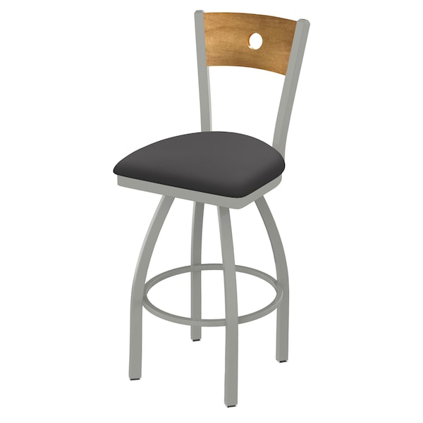 Holland Bar Stool Co 25" Swivel Counter Stool, Nickel Finish, Med Back, Canter Storm Seat - 83025ANMEDMPLB004