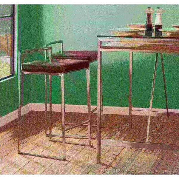 Lumisource Fuji Stackable Counter Stool in Brown Faux Leather, PK 2 - CS-FUJI BN2