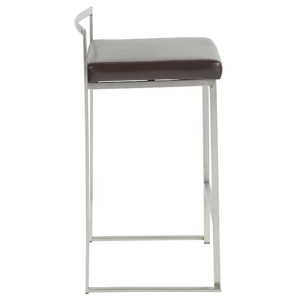Lumisource Fuji Stackable Counter Stool in Brown Faux Leather, PK 2 - CS-FUJI BN2