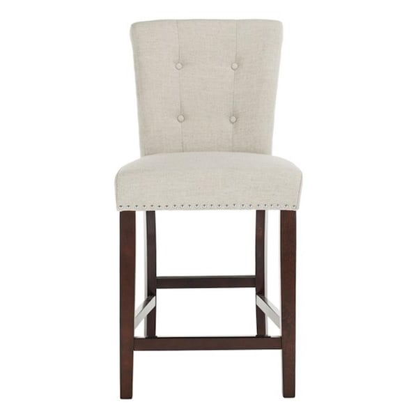 Safavieh 40.5 x 20 x 26.5 in. Taylor Counter Stool Light Grey & Espresso - BST6301A-SET2