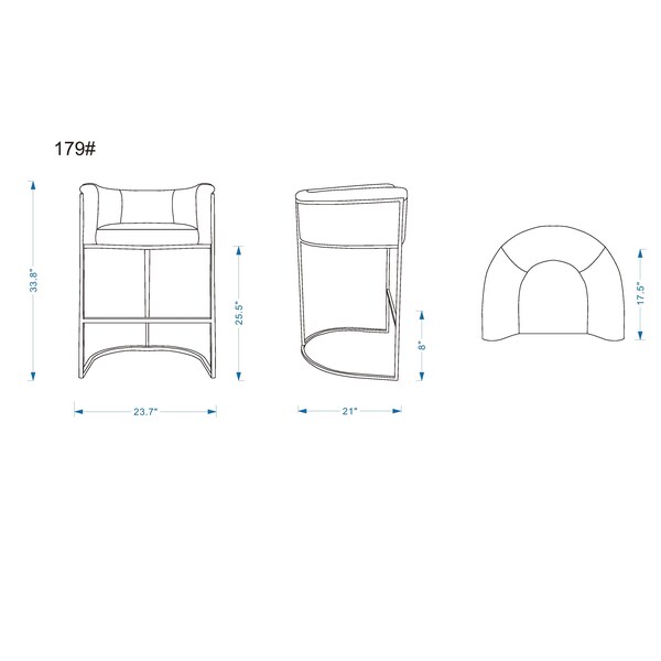 Manhattan Comfort Cosmopolitan Counter Stool in Pebble and Black - CS008-PE