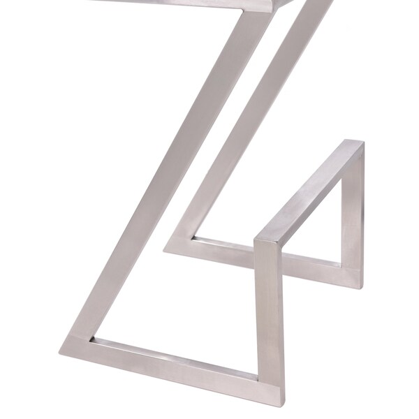 Armen Living Atlantis 26" Counter Height Backless White Faux Leather and Brushed Stainless Steel Bar Stool - LCAT26BAWH