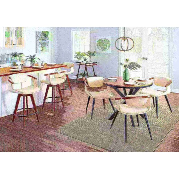 Lumisource Oracle Counter Stool in Walnut Bamboo and Cream Faux Leather - B26-ORACLE WLCR