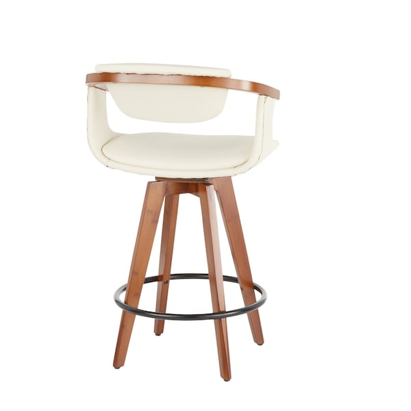 Lumisource Oracle Counter Stool in Walnut Bamboo and Cream Faux Leather - B26-ORACLE WLCR