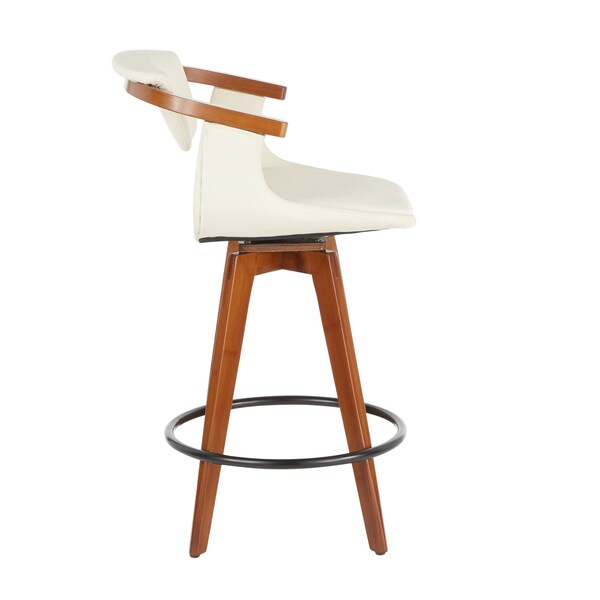 Lumisource Oracle Counter Stool in Walnut Bamboo and Cream Faux Leather - B26-ORACLE WLCR