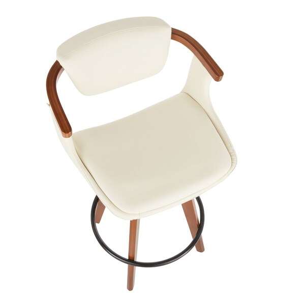 Lumisource Oracle Counter Stool in Walnut Bamboo and Cream Faux Leather - B26-ORACLE WLCR