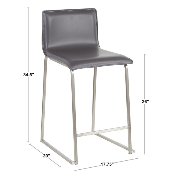 Lumisource Mara Counter Stool in Black Faux Leather, PK 2 - B26-MARAUP SSBK2