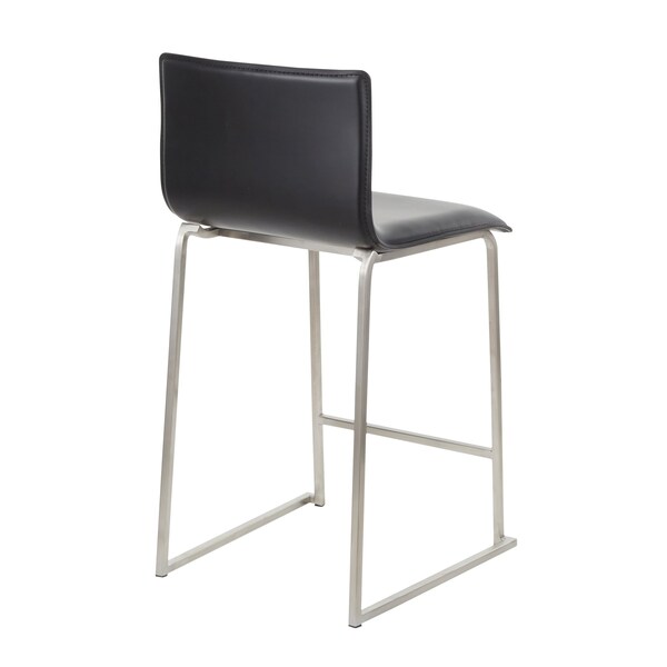 Lumisource Mara Counter Stool in Black Faux Leather, PK 2 - B26-MARAUP SSBK2