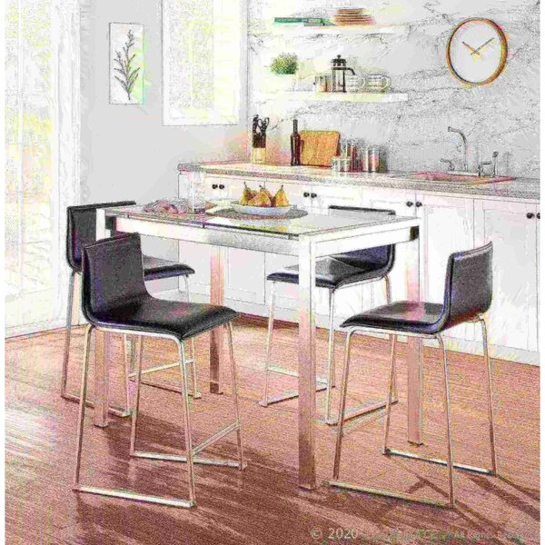 Lumisource Mara Counter Stool in Black Faux Leather, PK 2 - B26-MARAUP SSBK2