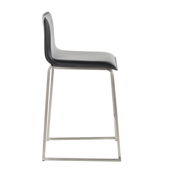 Lumisource Mara Counter Stool in Black Faux Leather, PK 2 - B26-MARAUP SSBK2